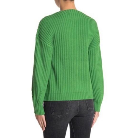 NEW Code x Mode Nordstrom Green Thick Knit Ribbed Cardigan - Picture 2 of 9